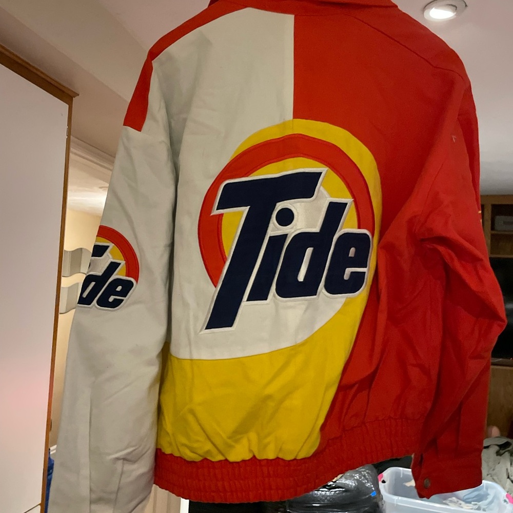 Tide F1 nascar race jacket  Authentics orange and White Bomber Jacket